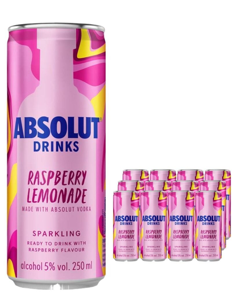 Absolut Mix Raspberry & Lemon Premixed Cocktail Can 12 x 250 ml
