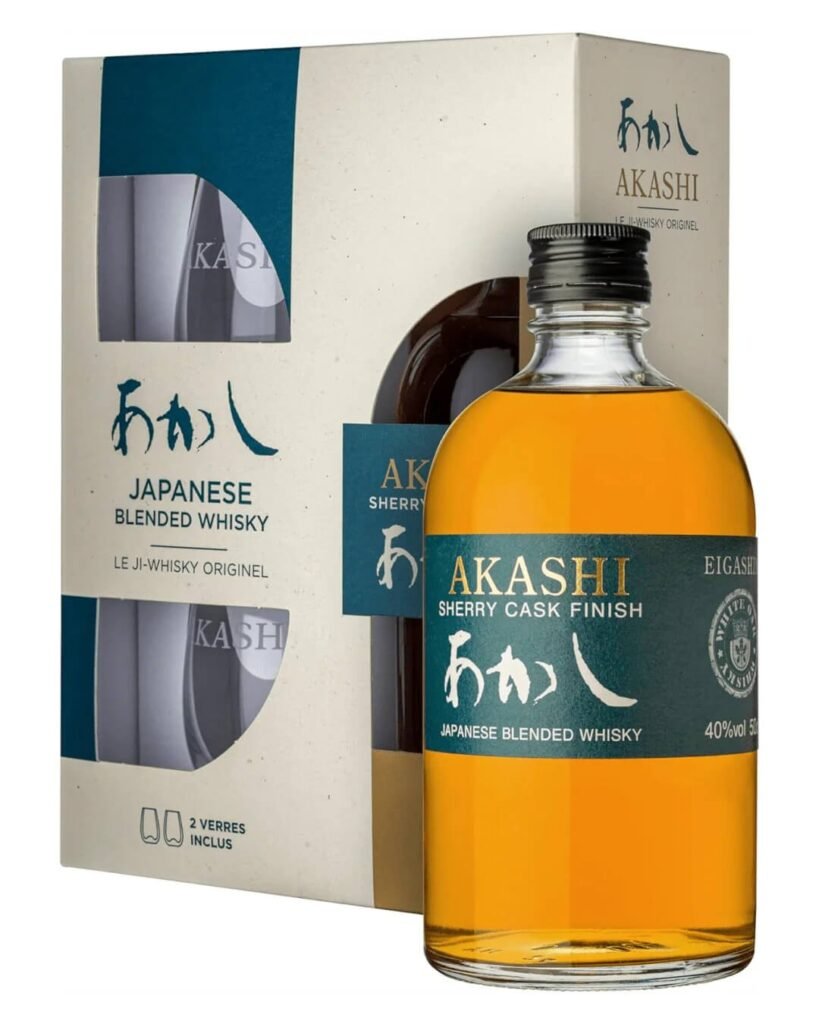 Akashi Japanese Blended Sherry Cask Glass Gift Set 50 cl