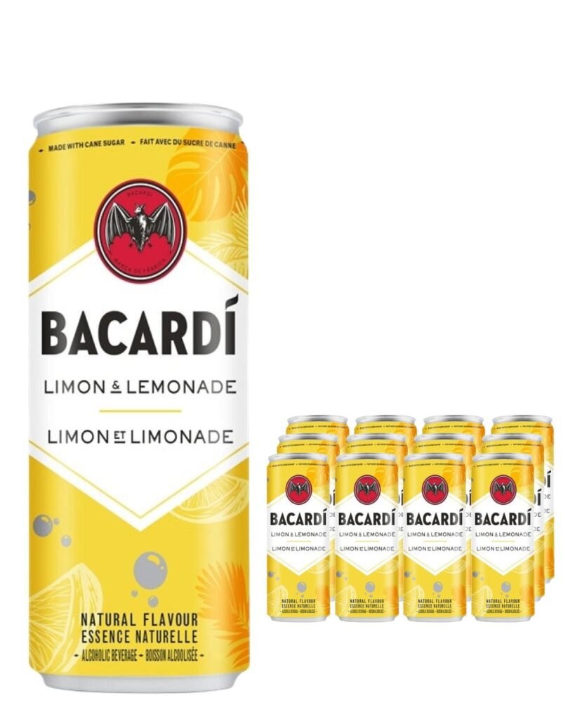 Bacardi Limon & Lemonade Rum Premixed Drink Can 12 x 250 ml