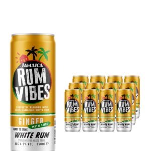 Jamaica Rum Vibes Ginger with Lime & White Rum Premixed Drink 12 x 250 ml