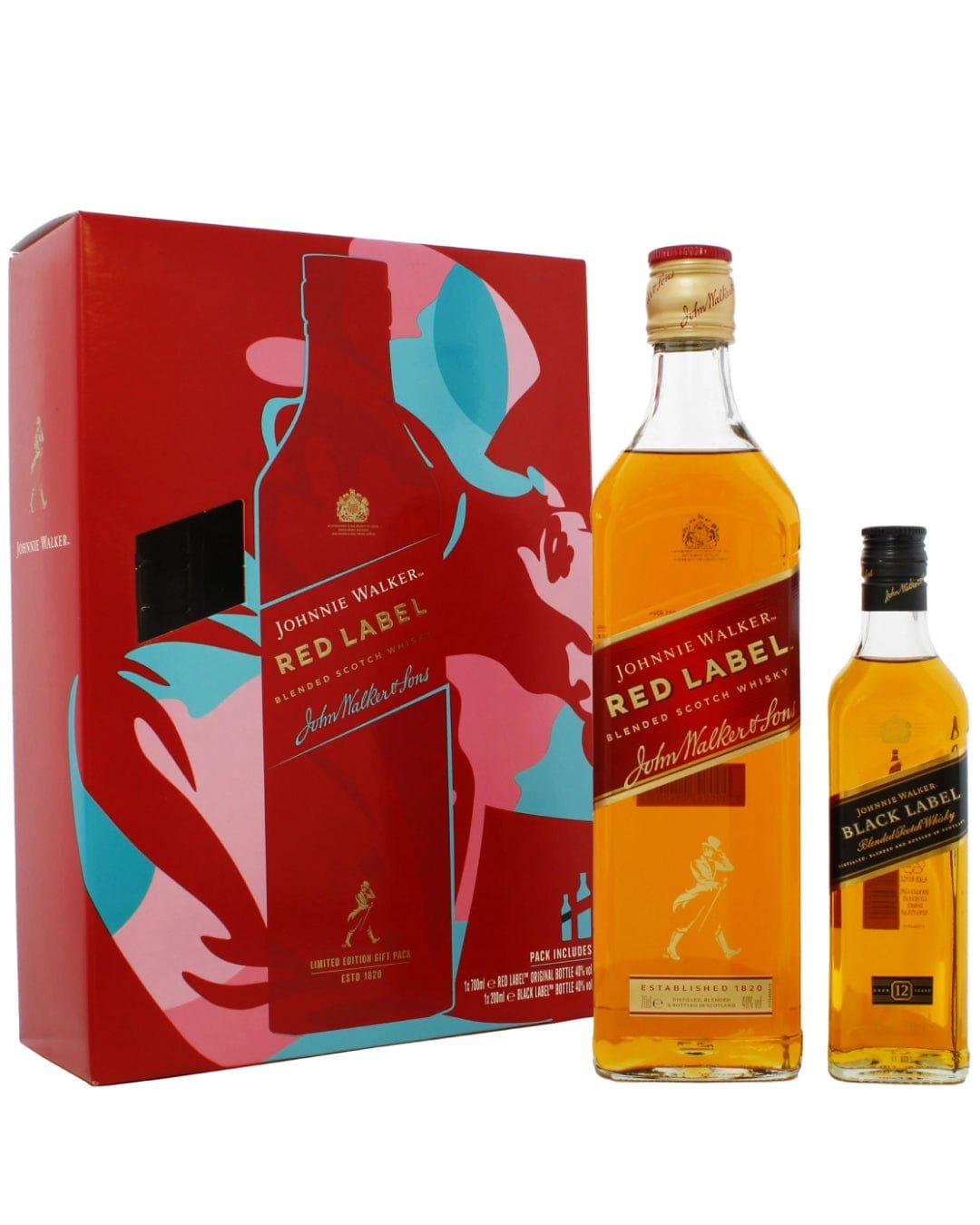 Johnnie Walker Red Label Whisky 70 cl with Black Label 20 cl Gift Pack