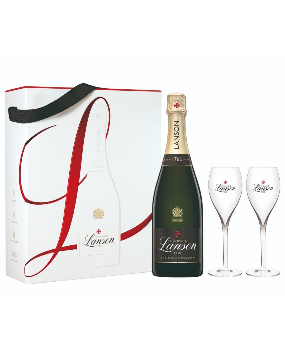 Lanson Le Black - Creation 257 Champagne with 2 Flutes Gift Box 75 cl
