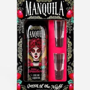 Manquilla Wild Strawberry Cream Liqueur and Shot Glasses Gift Set 70 cl