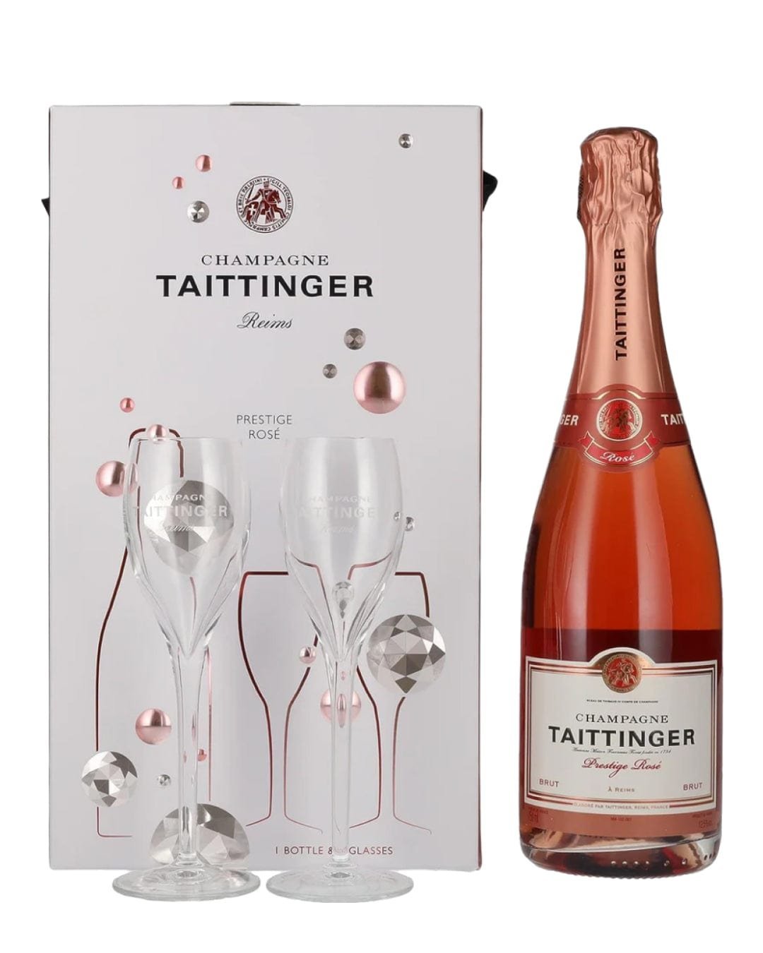 Taittinger Rose Brut Gift Set with 2 Flutes 75 cl